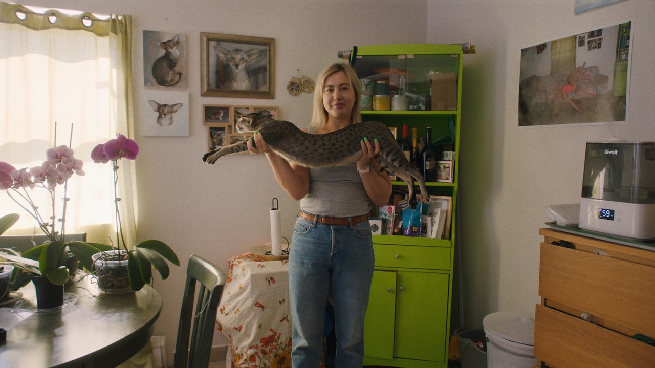 Woman holding a cat