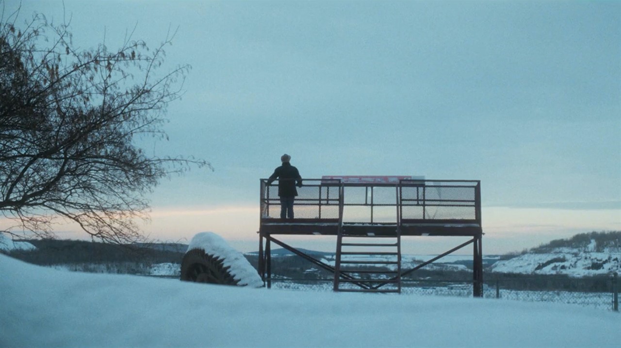 Person standing on platform overlooking the landsc