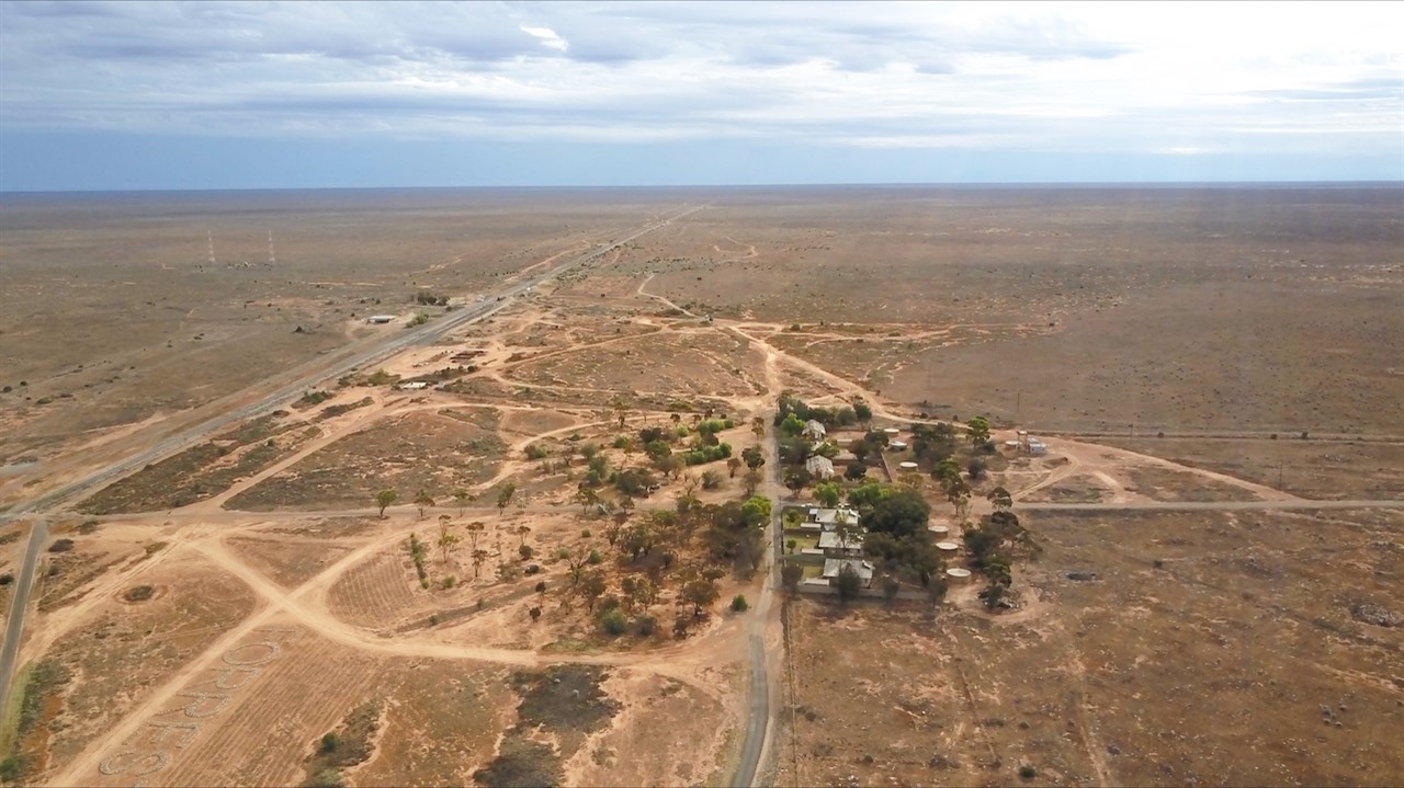 Aerial view of a several homes in the desert