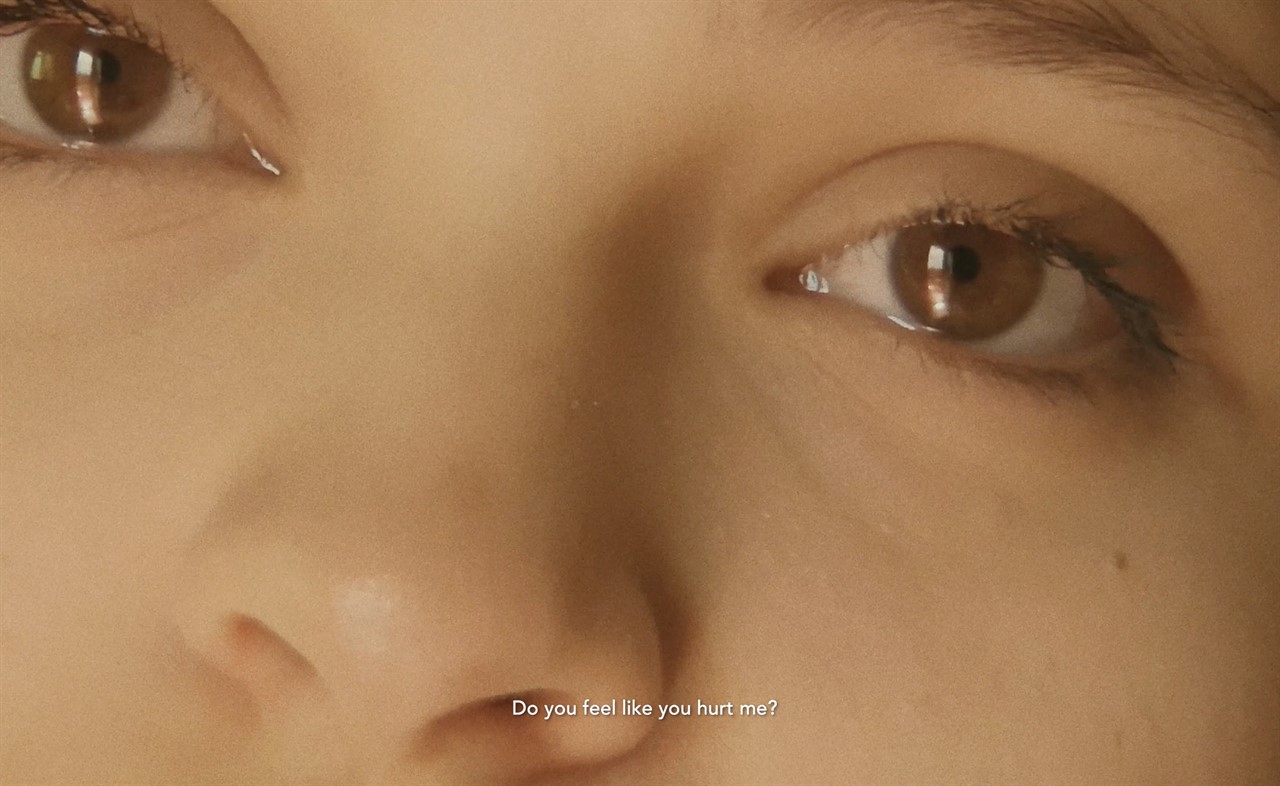 Extreme closeup of a face, eyes and nose